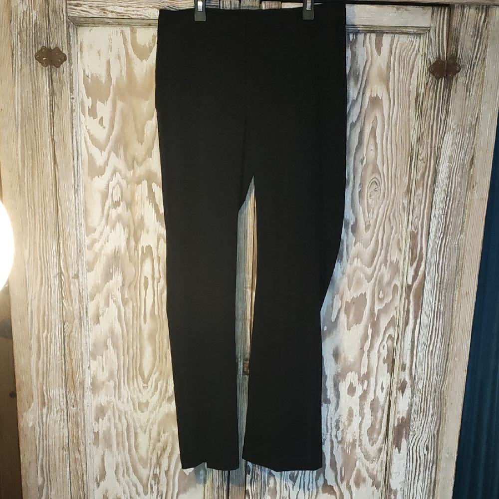 Women's Black Straight Leg Pants With Button Detail